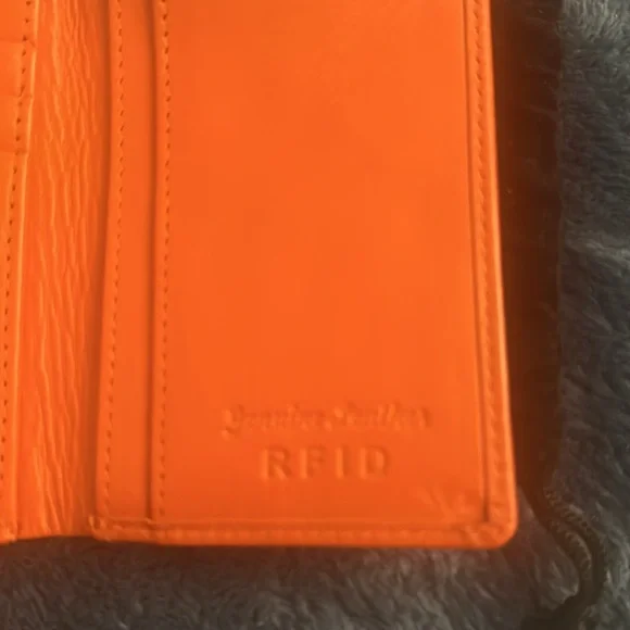 Bright Orange Leather Card Holder - Picture 6 of 6